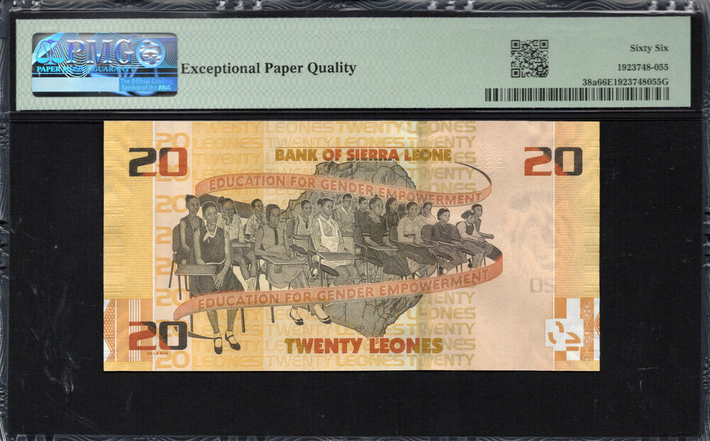 Sierra Leone - 20 Leones 2022 - Pick # 38a - PMG 66 EPQ