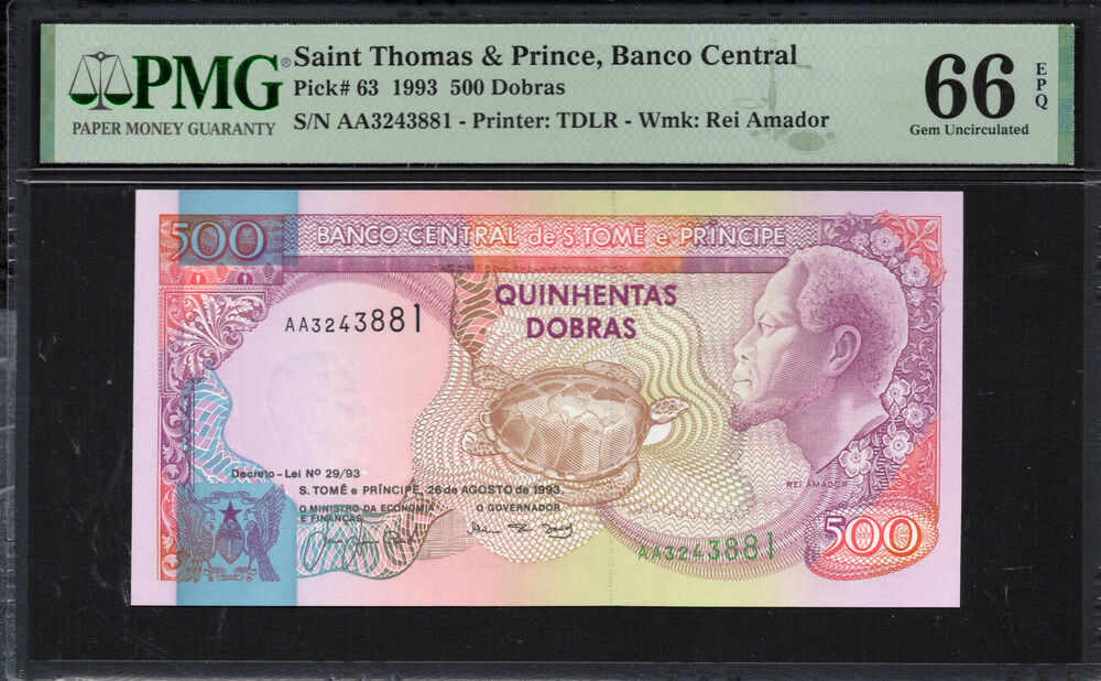 Sao Tome and Principe - 500 Dobras 1993 - Pick # 63 - PMG 66 EPQ