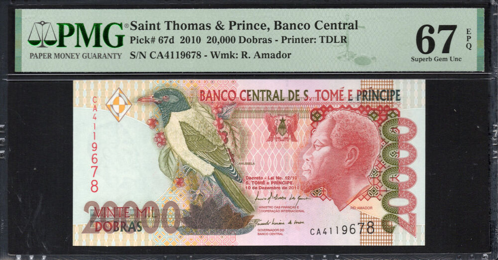 Sao Tome and Principe - 20.000 Dobras 2010 - Pick # 67d - PMG 67 EPQ
