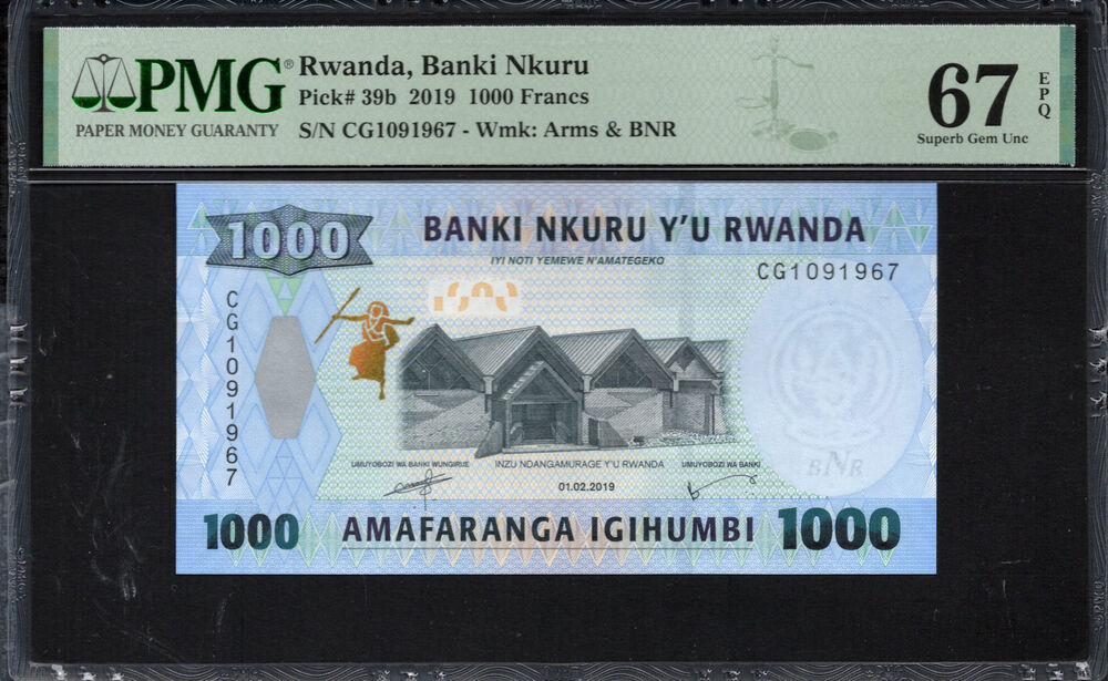 Rwanda - 1.000 Francs 2019 - Pick # 39b - PMG 67 EPQ