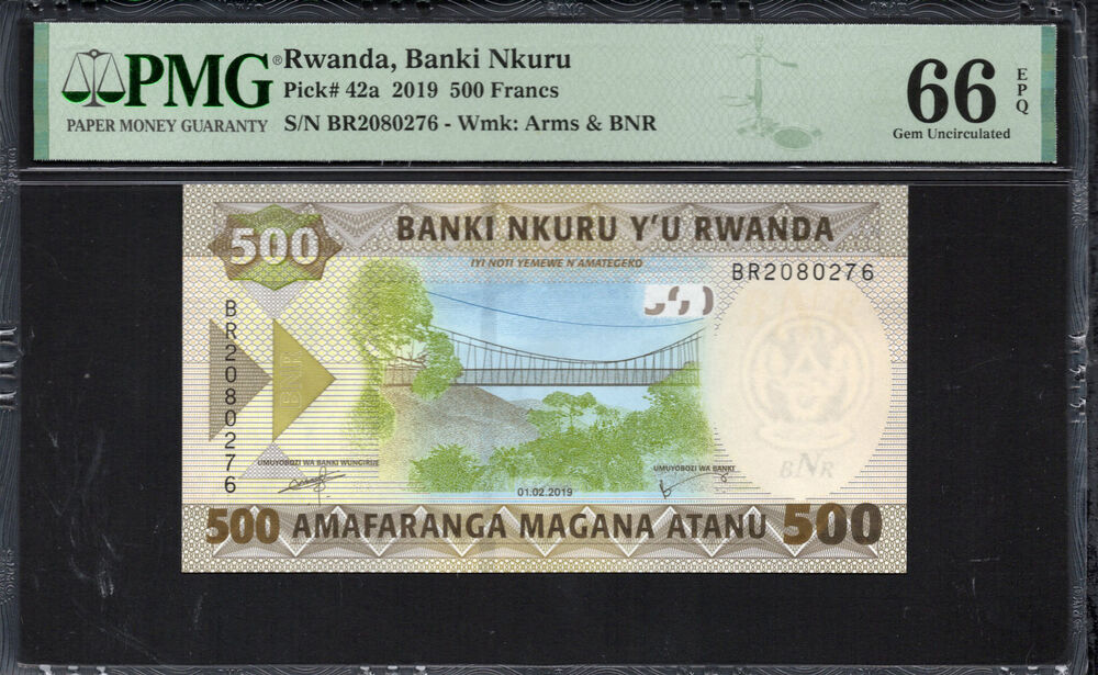 Rwanda - 500 Francs 2019 - Pick # 42a - PMG 66 EPQ