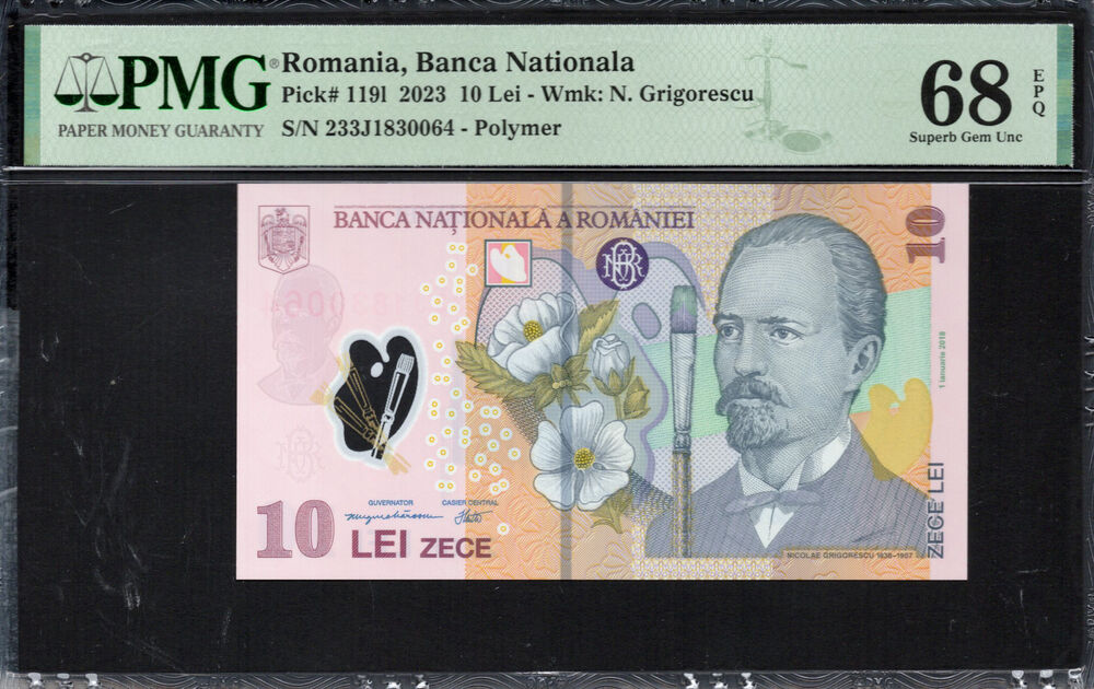 Romania - 10 LEI 2023 - Pick # 1191 - PMG 68 EPQ