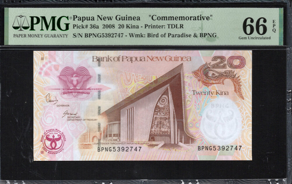 Papua New Guinea - 20 Kina 2008 - Pick # 36a - PMG 66 EPQ