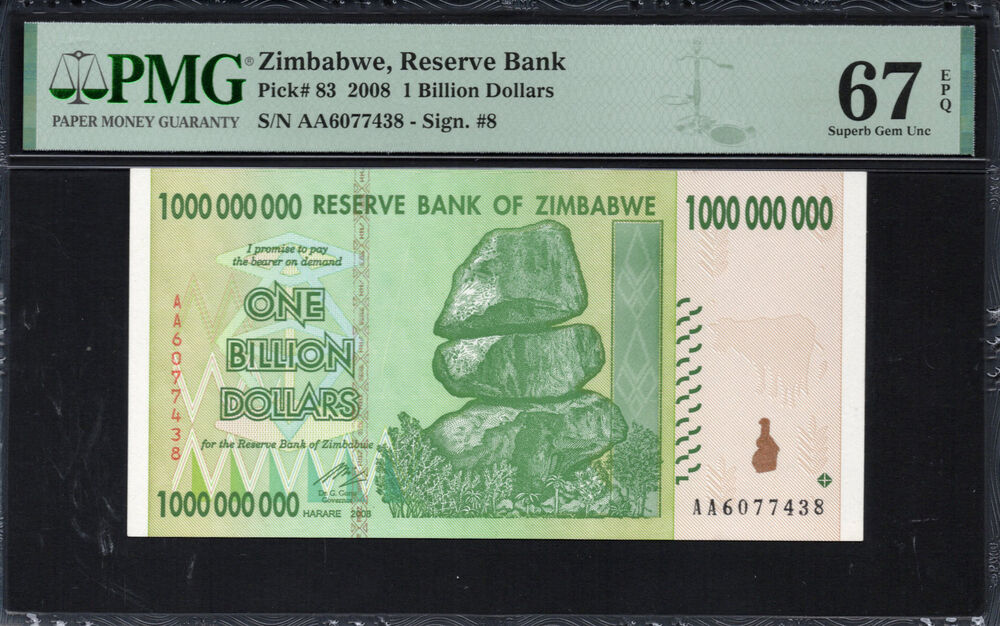 Zimbabwe - 1.000.000.000 Dollars 2008 - Pick # 83 - PMG 67 EPQ