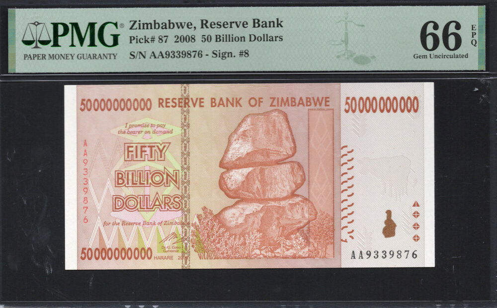 Zimbabwe - 50.000.000.000 Dollars 2008 - Pick # 87 - PMG 66 EPQ