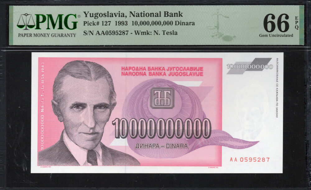 Yugoslavia - 10.000.000.000 Dinara 1993 - Pick # 127 - PMG 66 EPQ