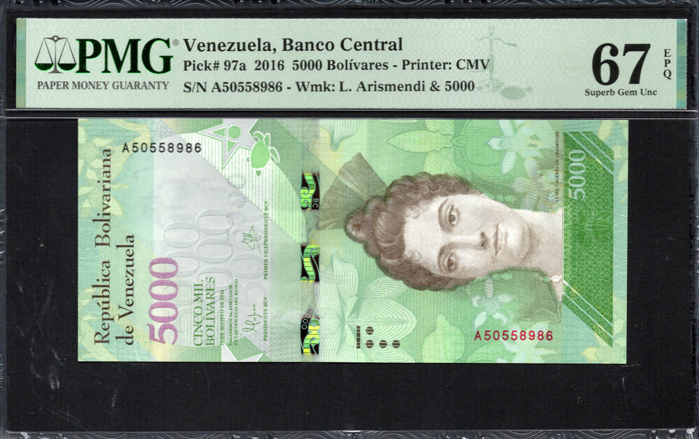 Venezuela - 5.000 Bolívares 2016 - Pick # 97a - PMG 67 EPQ