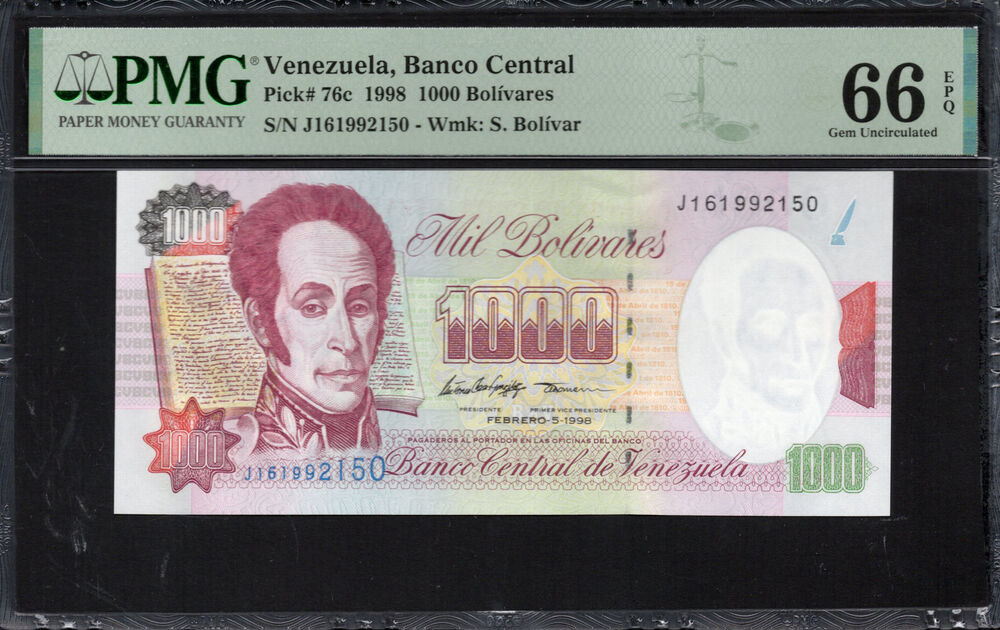 Venezuela - 1.000 Bolívares 1998 - Pick # 76c - PMG 66 EPQ