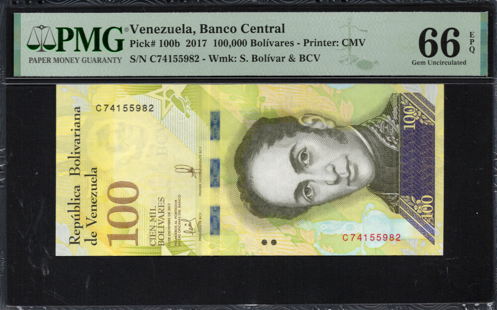 Venezuela - 100.000 Bolívares 2017 - Pick # 100b - PMG 66 EPQ