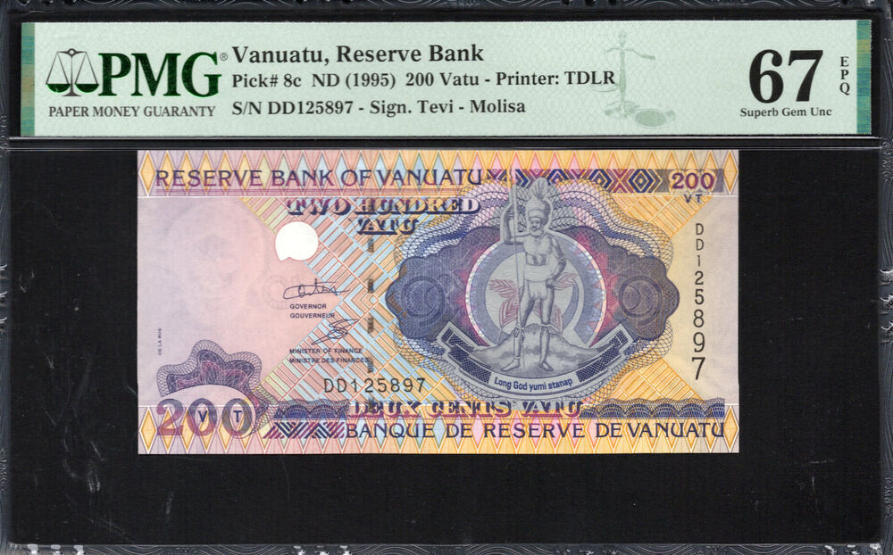Vanuatu - 200 Vatu 1995 - Pick # 8c - PMG 67 EPQ