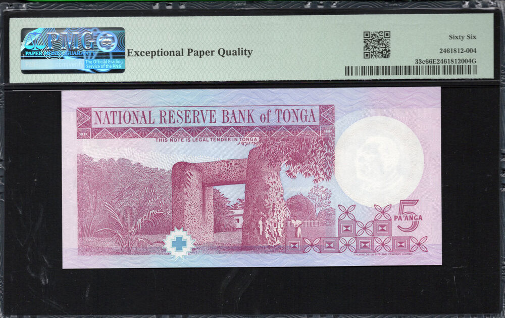 Tonga - 5 Pa'anga 1995 - Pick # 33c - PMG 66 EPQ