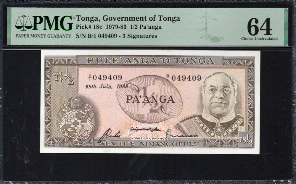 Tonga - Half Pa'anga 1979 - Pick # 18c - PMG 64 Choice Uncirculated