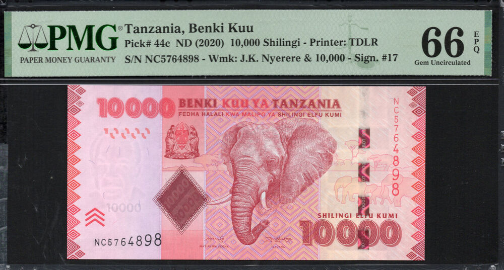 Tanzania - 10.000 Shilingi 2020 - Pick # 44c - PMG 66 EPQ