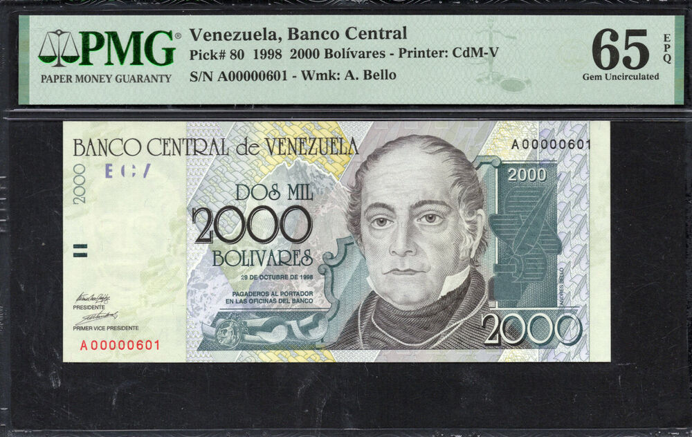 Venezuela - 2.000 Bolivares 1998 - Pick # 80 - PMG 65 EPQ