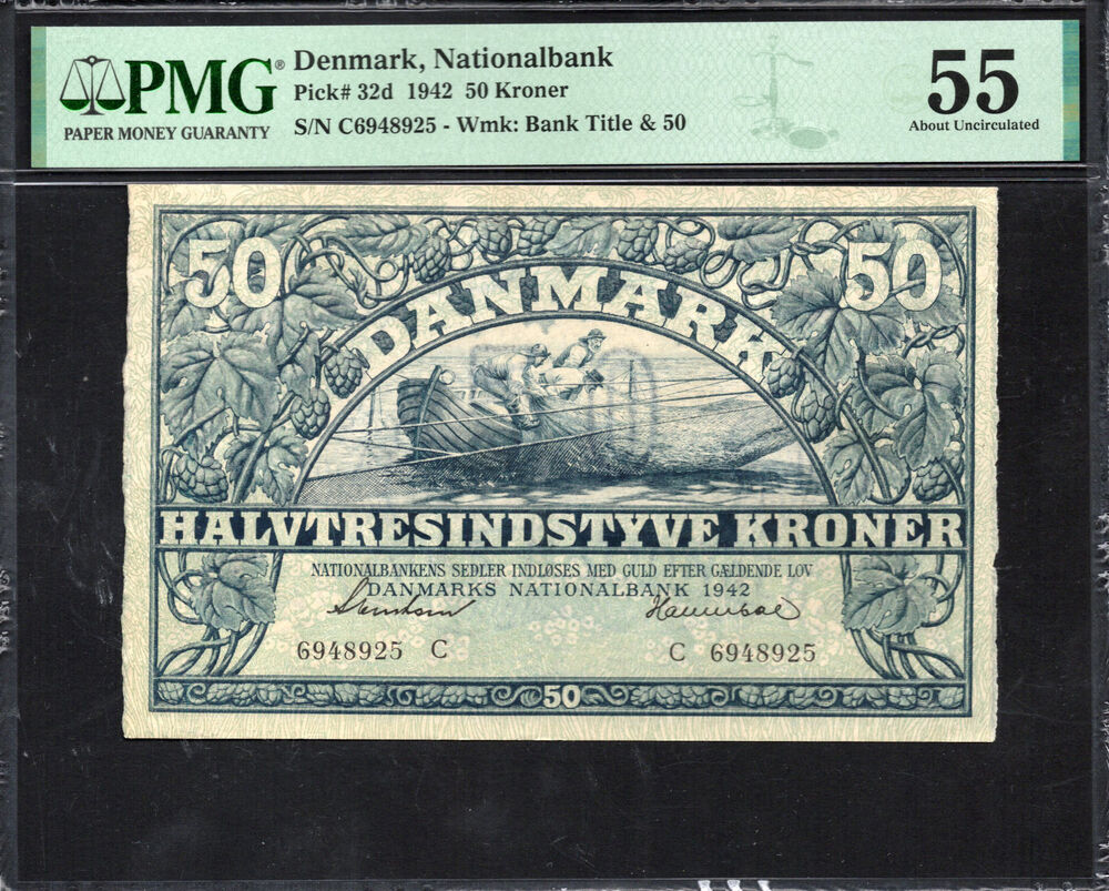 Denmark - 50 Kroner 1942 - Pick # 32d - PMG 55 About Uncirculated
