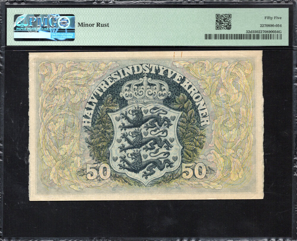 Denmark - 50 Kroner 1942 - Pick # 32d - PMG 55 About Uncirculated