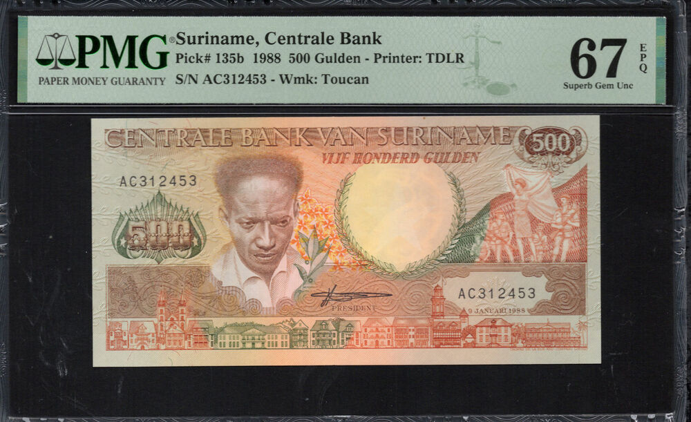 Suriname - 500 Gulden 1988 - Pick # 135b - PMG 67 EPQ