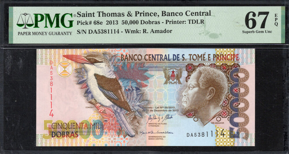 Sao Tome and Principe - 50.000 Dobras 2013 - Pick # 68e - PMG 67 EPQ