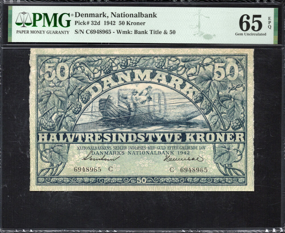 Denmark - 50 Kroner 1942 - Pick # 32d - PMG 65 EPQ