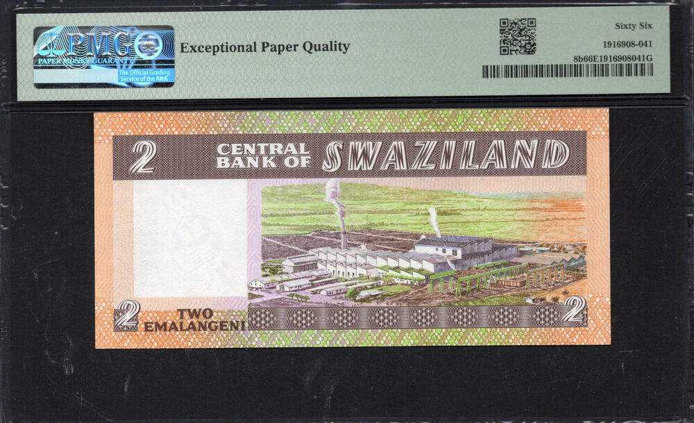 Swaziland - 2 Emalangeni 1984 - Pick # 8b - PMG 66 EPQ