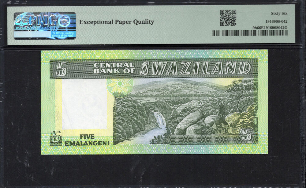 Swaziland - 5 Emalangeni 1984 - Pick # 9b - PMG 66 EPQ