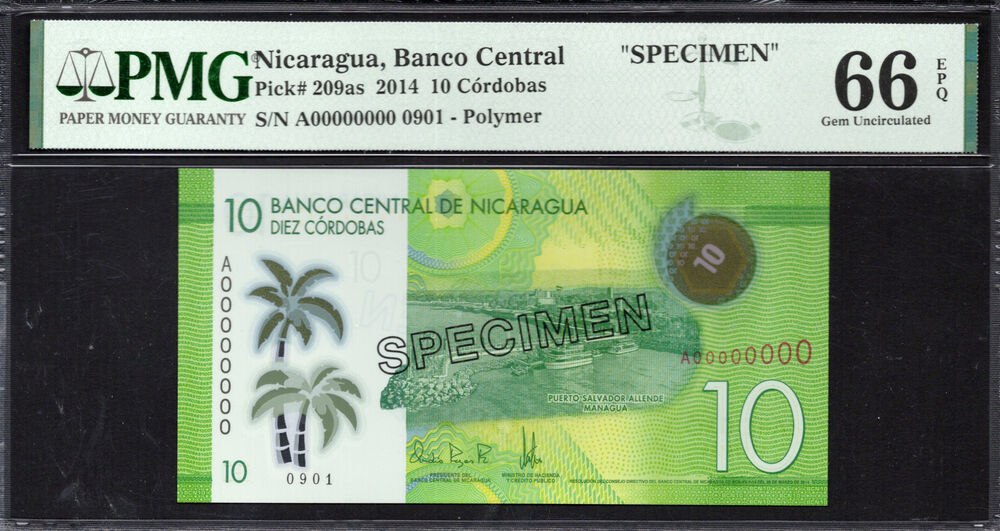 Nicaragua - 10 Córdobas 2014 - Pick # 209as - PMG 66 EPQ