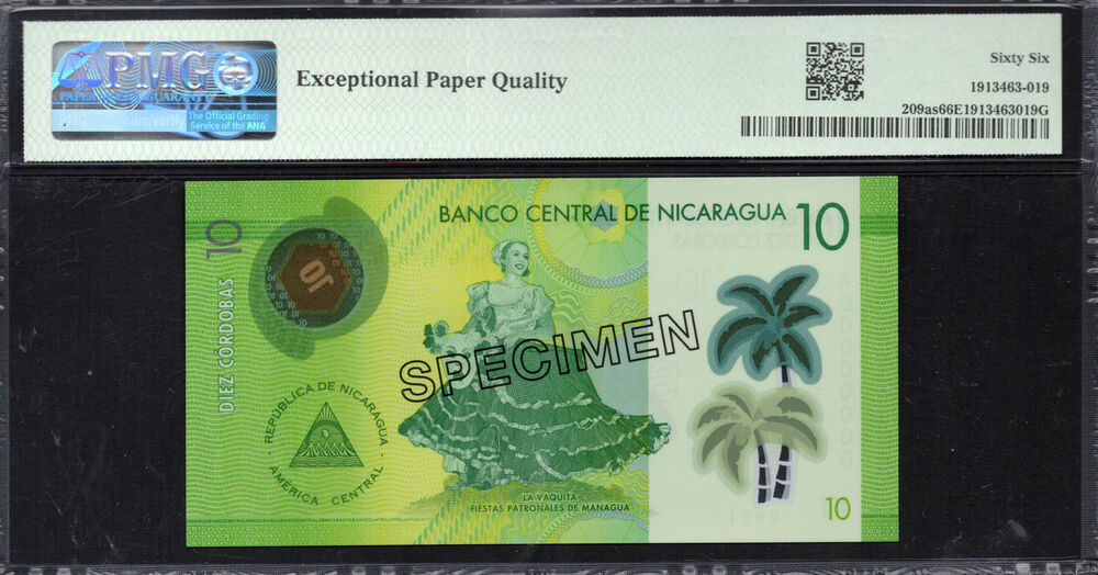 Nicaragua - 10 Córdobas 2014 - Pick # 209as - PMG 66 EPQ