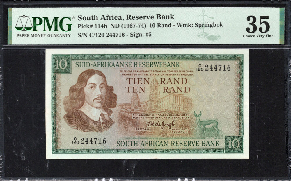 South Africa - 10 Rand 1967 - Pick # 114b - PMG 35