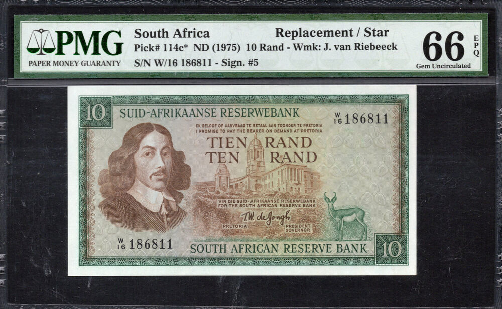 South Africa - 10 Rand 1975 - Pick # 114c* - PMG 66 EPQ