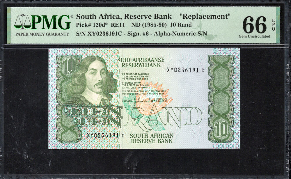 South Africa - 10 Rand 1985 - Pick # 120d - PMG 66 EPQ