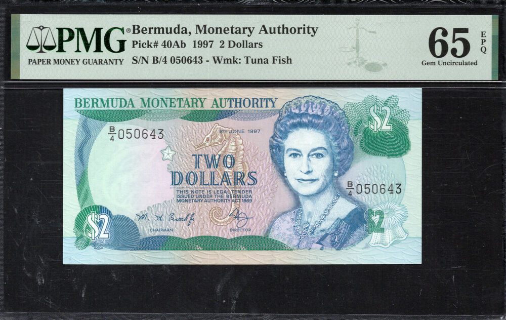 Bermuda - 2 Dollars 1997 - Pick # 40Ab - PMG 65 EPQ