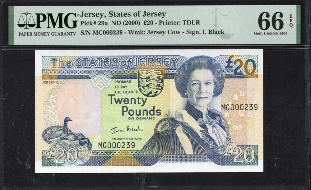 Jersey - 20 Pounds 2000 - Pick # 29a - PMG 66 EPQ