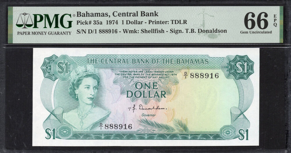 Bahamas - 1 Dollar 1974 - Pick # 35a - PMG 66 EPQ