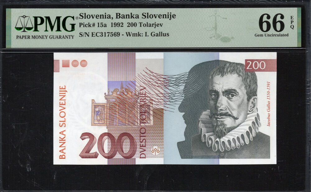 Slovenia - 200 Tolarjev 1992 - Pick # 15a - PMG 66 EPQ