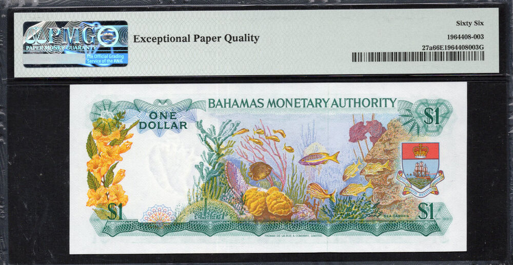Bahamas - 1 Dollar 1968 - Pick # 27a - PMG 66 EPQ