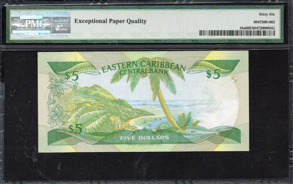 Antigua - 5 Dollars 1986 - Pick # 18a - PMG 66 EPQ