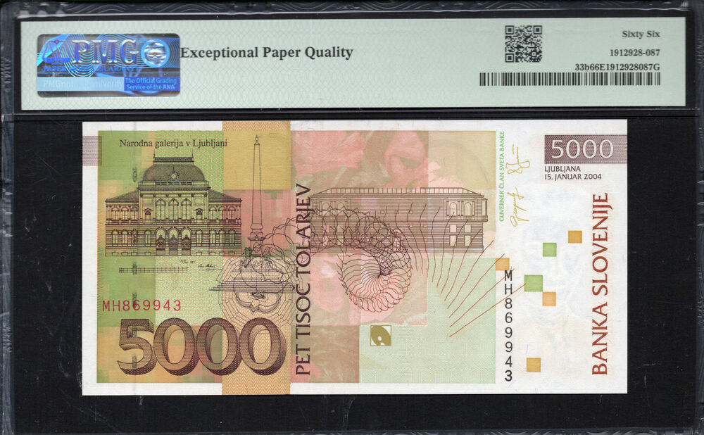 Slovenia - 5000 Tolarjev 2004 - Pick # 33b - PMG 66 EPQ