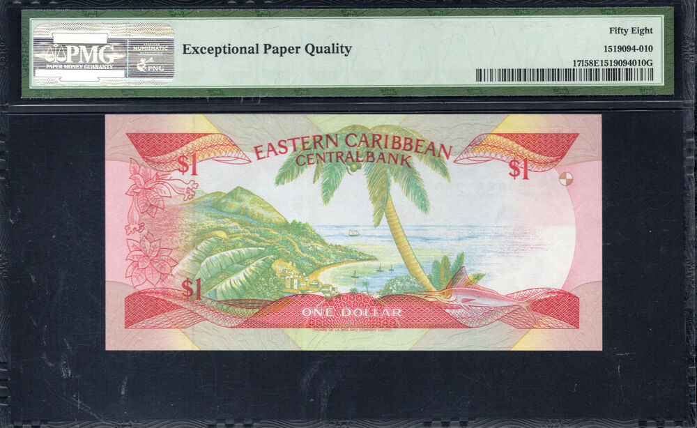 St. Lucia - 1 Dollar 1985 - Pick # 171 - PMG 58 EPQ