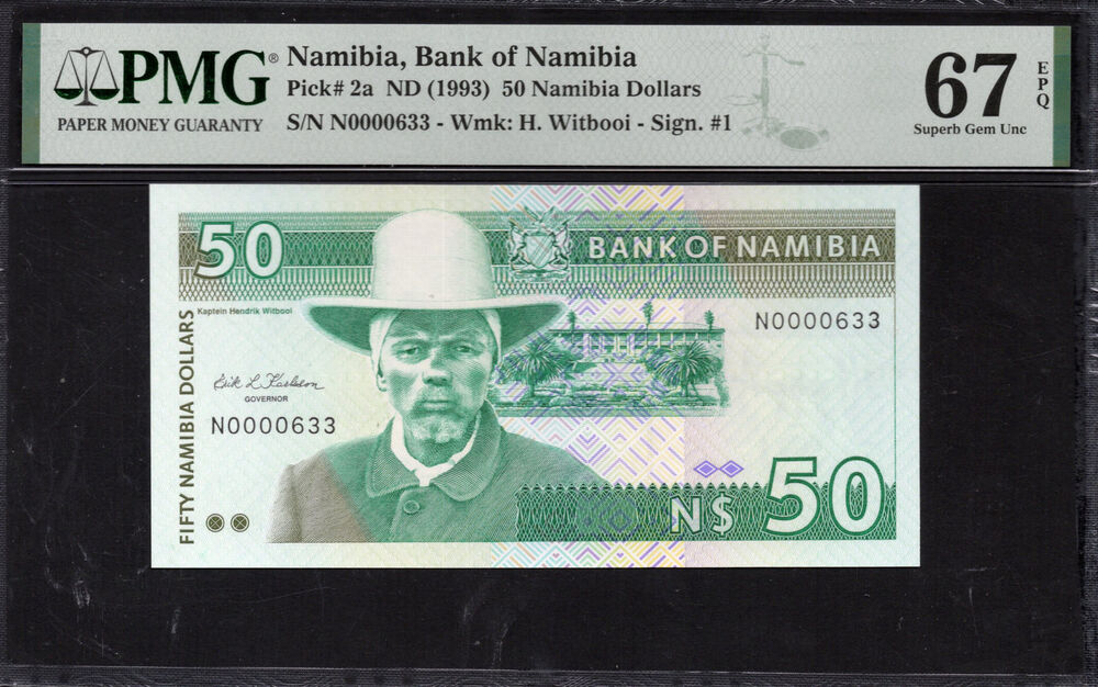 Namibia - 50 Namibia Dollars 1993 - Pick # 2a - PMG 67 EPQ