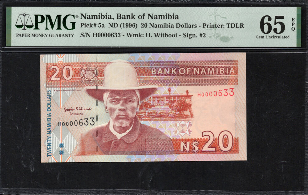 Namibia - 20 Namibia Dollars 1996 - Pick # 5a - PMG 65 EPQ