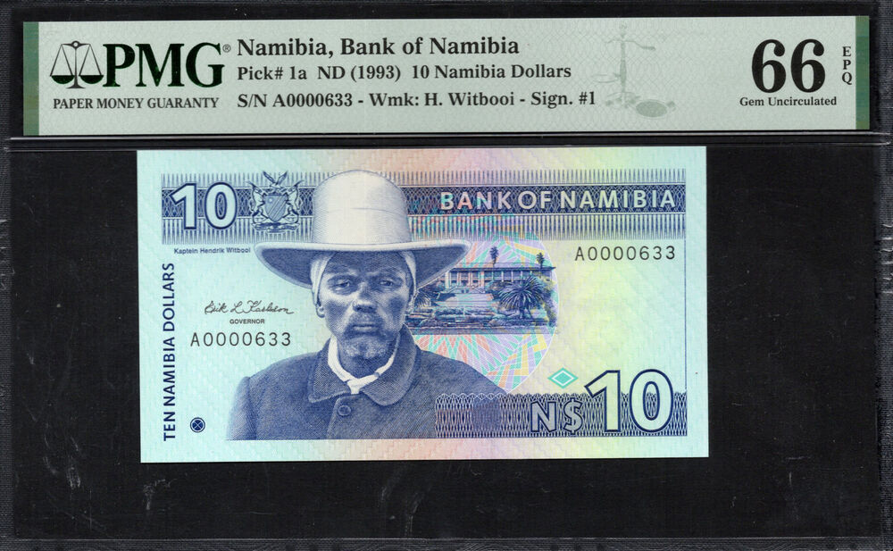 Namibia - 10 Namibia Dollars 1993 - Pick # 1a - PMG 66 EPQ
