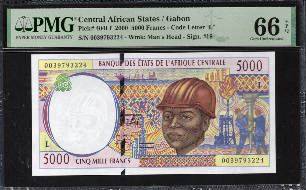 Gabon - 5.000 Francs 2000 - Pick # 404Lf - PMG 66 EPQ