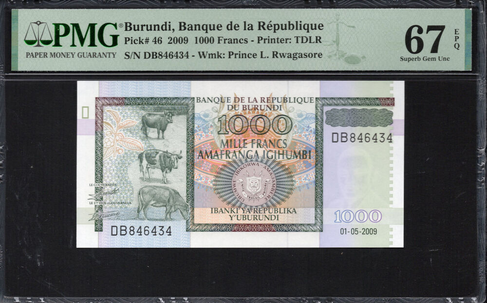 Burundi - 1.000 Francs 2009 - Pick # 46 - PMG 67 EPQ