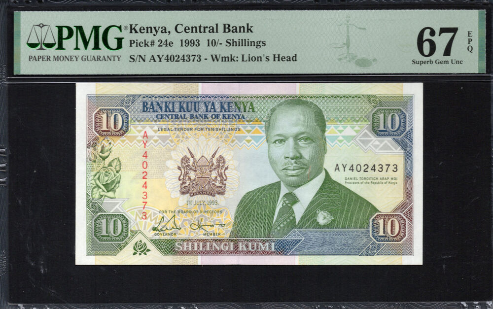 Kenya - 10 Shillings 1993 - Pick # 24e - PMG 67 EPQ