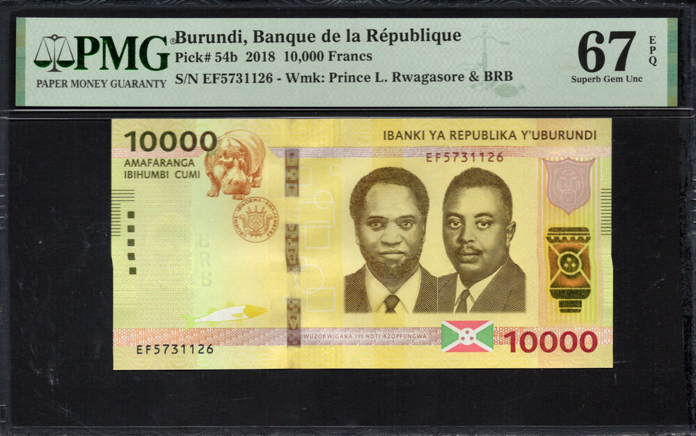 Burundi - 10.000 Francs 2018 - Pick # 54b - PMG 67 EPQ