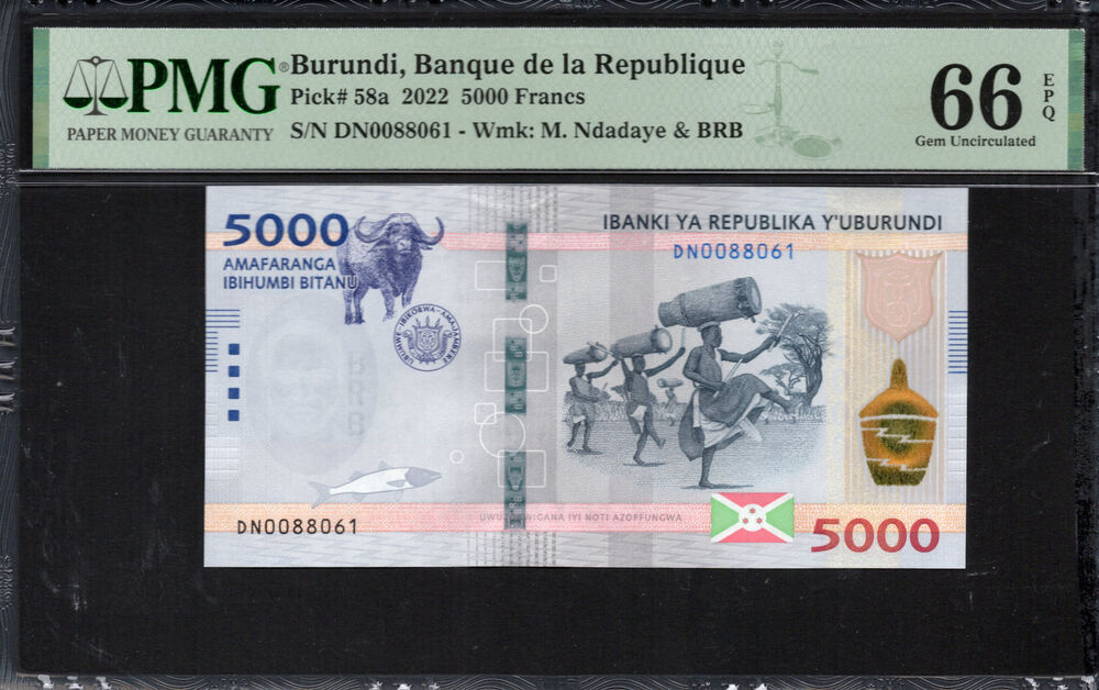 Burundi - 5.000 Francs 2022 - Pick # 58a - PMG 66 EPQ