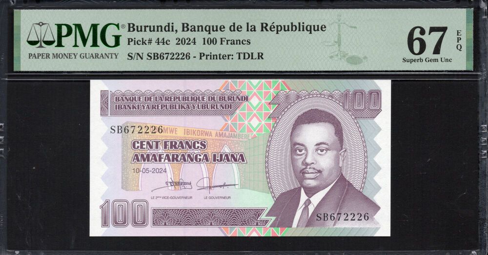 Burundi - 100 Francs 2024 - Pick # 44c - PMG 67 EPQ