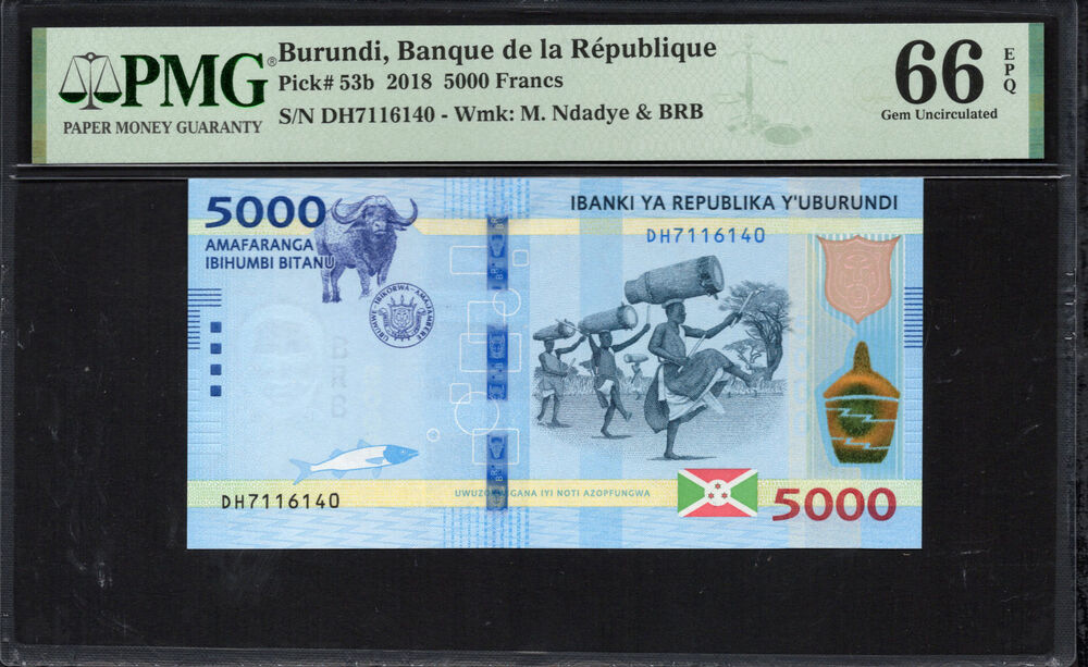 Burundi - 5.000 Francs 2018 - Pick # 53b - PMG 66 EPQ