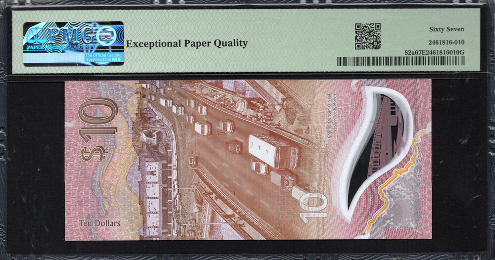 Barbados - 10 Dollars 2022 - Pick # 82a - PMG 67 EPQ