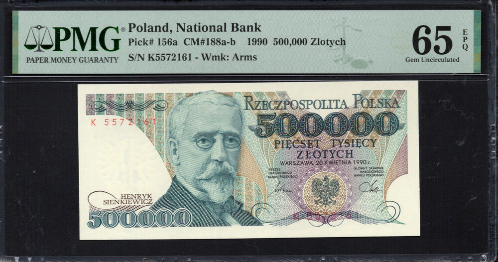 Poland - 500.000 Zlotych 1990 - Pick # 156a - PMG 65 EPQ